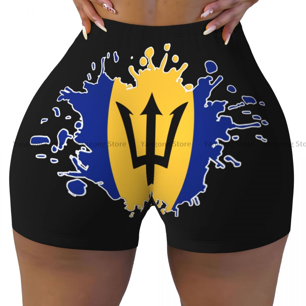 Yoga Of Fitness - Sexy, eng anliegende Sportshorts mit abstrakter