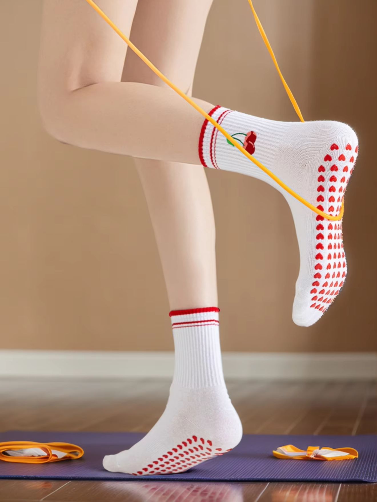 Yoga Of Fitness - 1 Paar grenzübergreifende professionelle Yoga-Socken, Baumwoll-Riemchen-Silikon-Anti-Rutsch-Pilates-Fitness-Tanz-Bodensocken