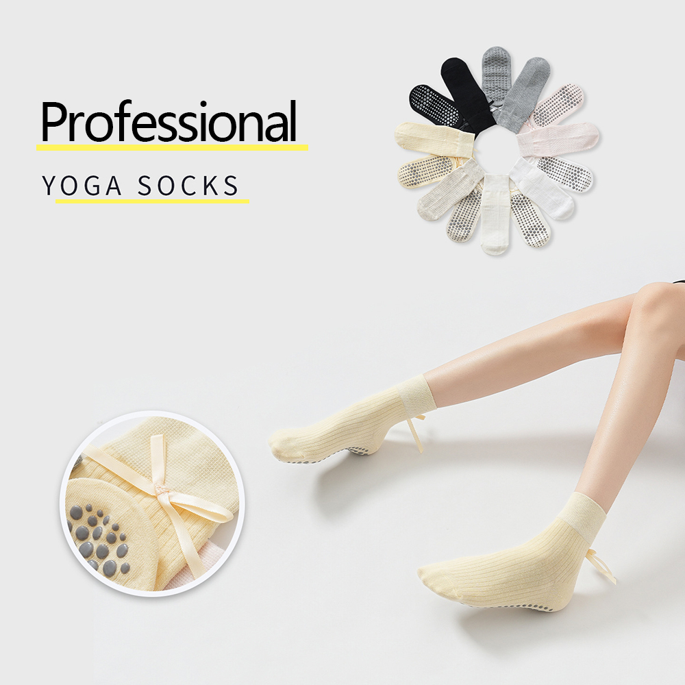 Yoga Of Fitness - Niedliche Schleifen-Yoga-Socken für Mädchen, süße Trend-Pilates-Fitness-Sportsocken,